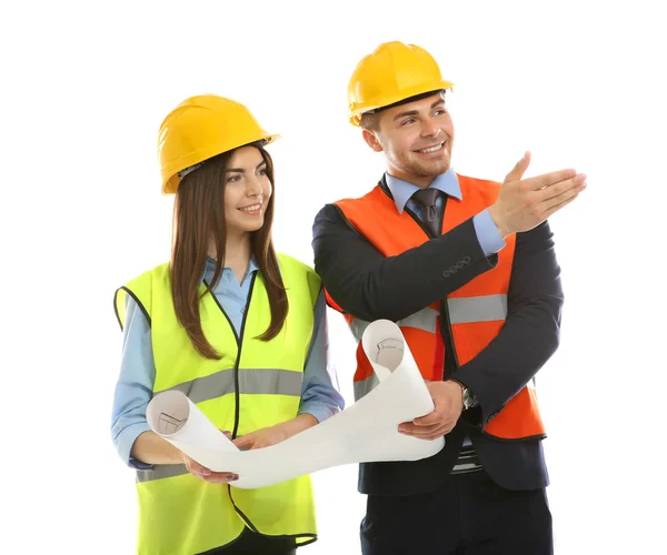 Hombre y mujer en chalecos — Foto de Stock