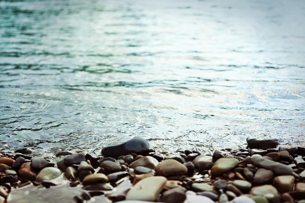 River kust med stenar — Stockfoto