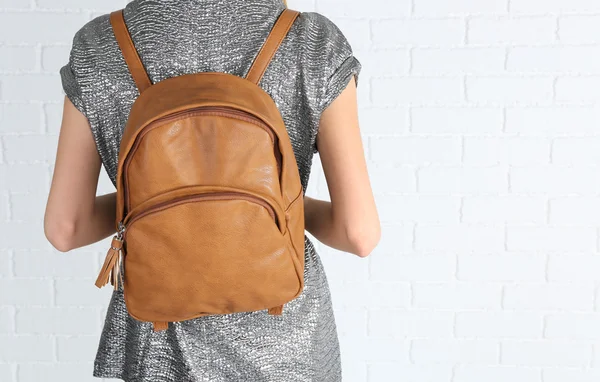 Brown leather backpack