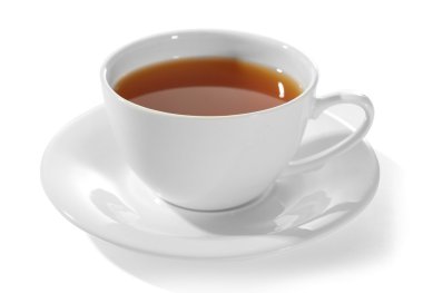 Beyaz üzerine izole edilmiş bir fincan çay