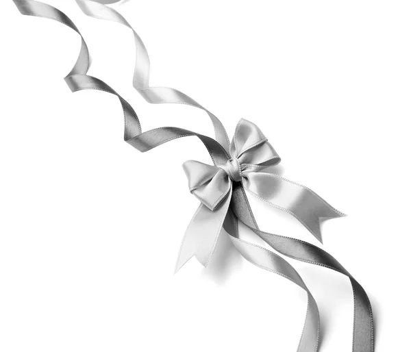 Grey ribbon bow — Stock Photo, Image