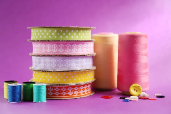 Ribbons and sewing accessories — Stock Photo, Image