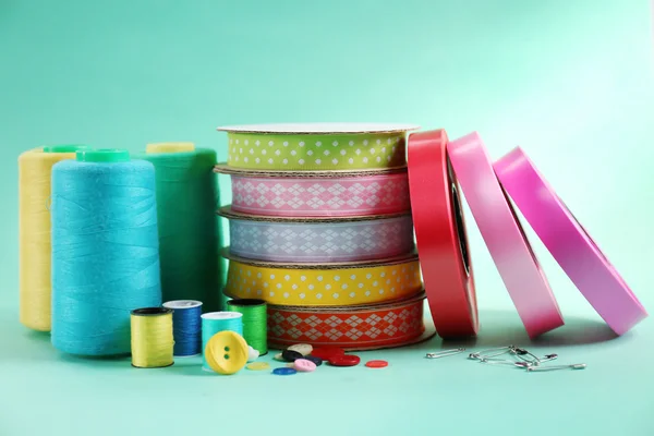 Ribbons and sewing accessories — Stock Photo, Image