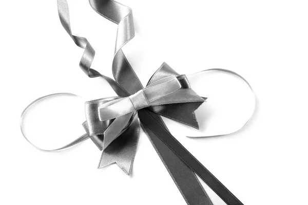 Grey ribbon bow — Stock Photo, Image