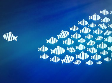 Mavi su çok sayıda balıklar. 