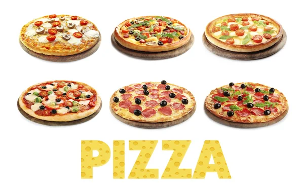 Conjunto de diferentes pizzas — Fotografia de Stock