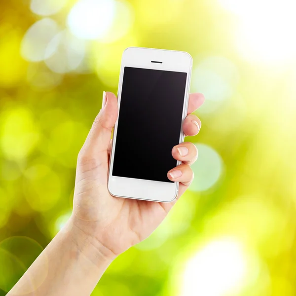 Mano muestra teléfono inteligente móvil — Foto de Stock