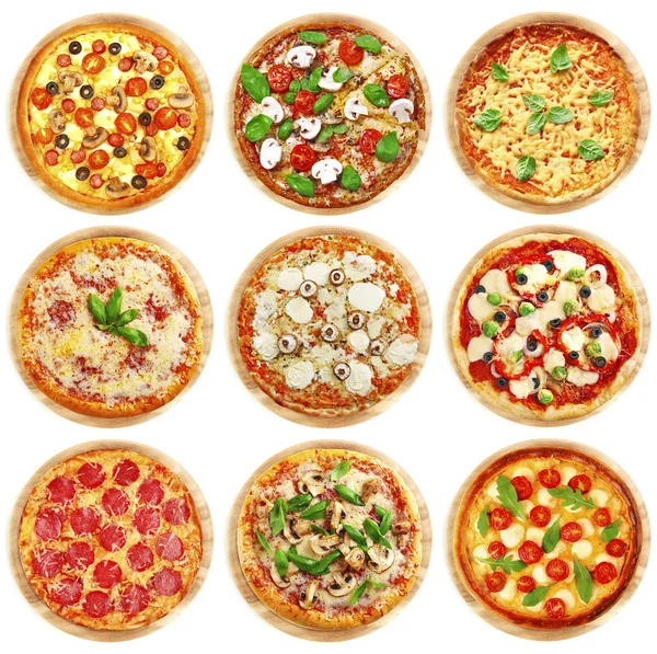 Conjunto de diferentes pizzas — Fotografia de Stock