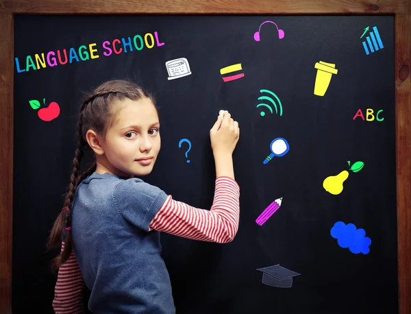 Language School Concept Schoolgirl — Stock Photo, Image