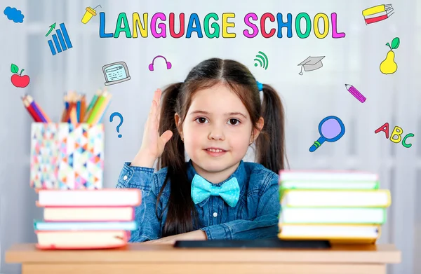 Conceito Escola Línguas Com Estudante — Fotografia de Stock