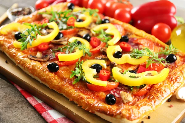 Rectangle delicious pizza — Stock Photo, Image