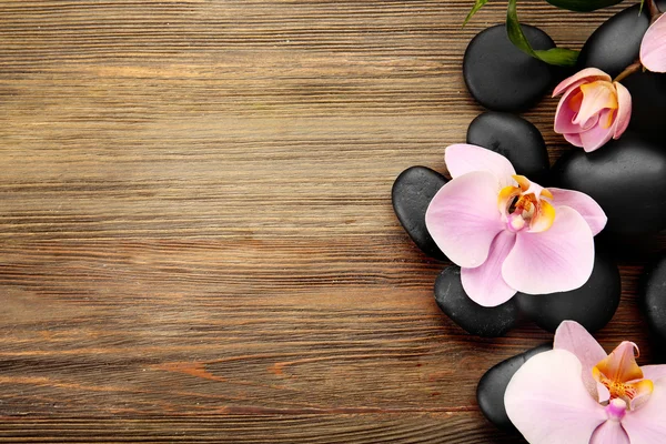 Wellness kameny a květy orchidejí — Stock fotografie