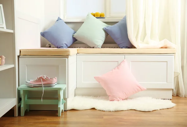 Pillows on nook furniture — Stock Photo, Image