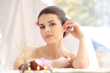 çiçek spa Center'da kadınla