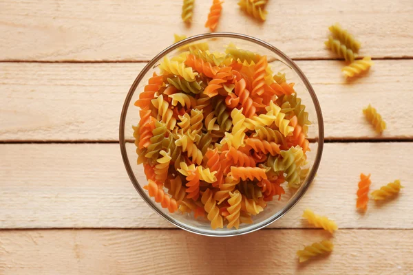 Pasta in glass bowl — Stock Photo, Image