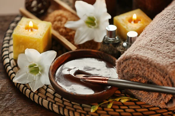 Set de chocolate spa con velas — Foto de Stock