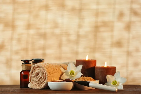 Set di cioccolato Spa con candele — Foto Stock