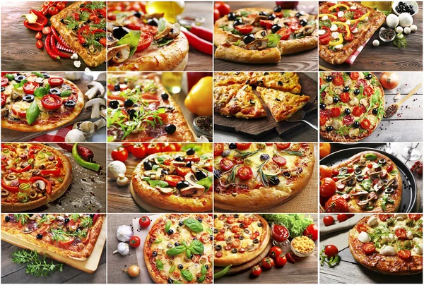 Ensemble de différentes pizzas — Photo