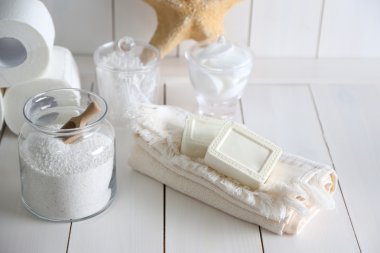 Beyaz duvar banyo aksesuarları