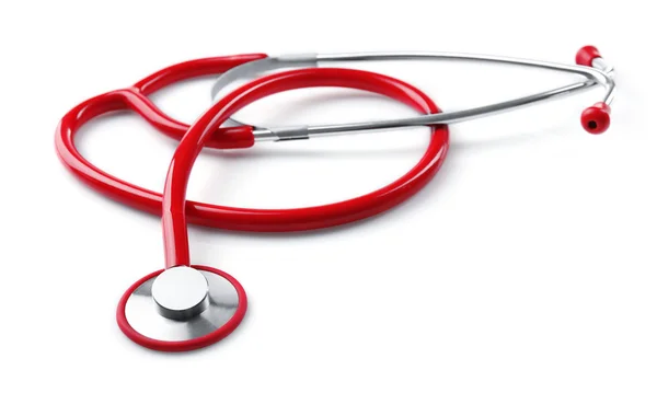 Red stethoscope on white — Stock Photo, Image