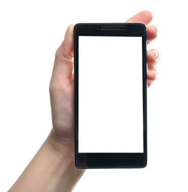 Akıllı telefon tutan bir kadın. 