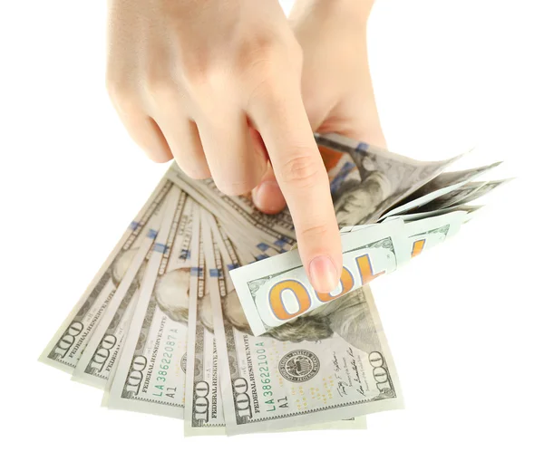 Rajongója a női kéz pénz — Stock Fotó