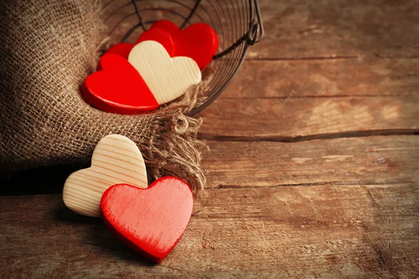 Decorative wooden hearts — Stock Photo, Image