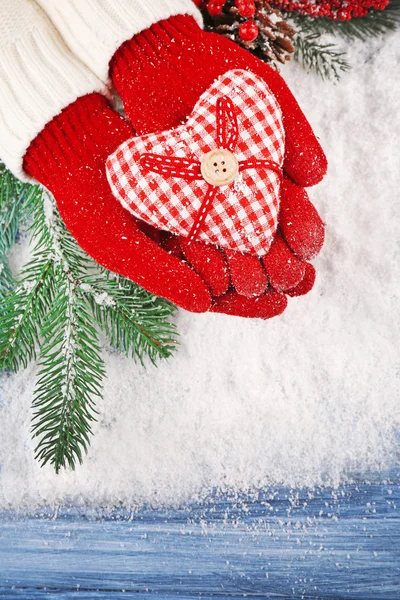 Female hands in mittens — Stock Photo, Image