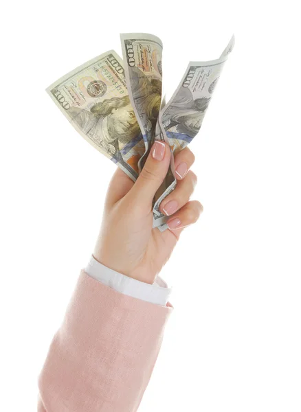 Женская рука с деньгами — стоковое фото