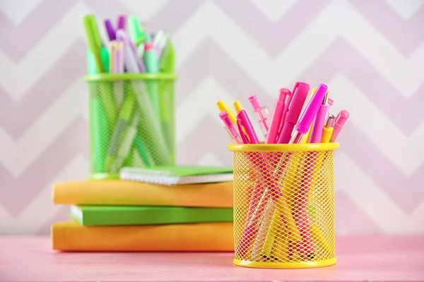 Stationery in metal holder — Stock Photo, Image