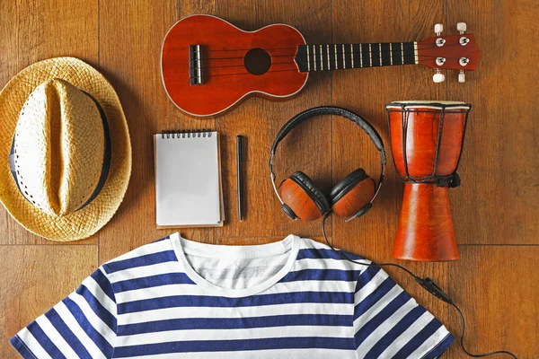 Musician set on wooden — Stock Photo, Image