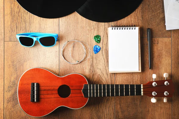 Musician set on wooden — Stock Photo, Image