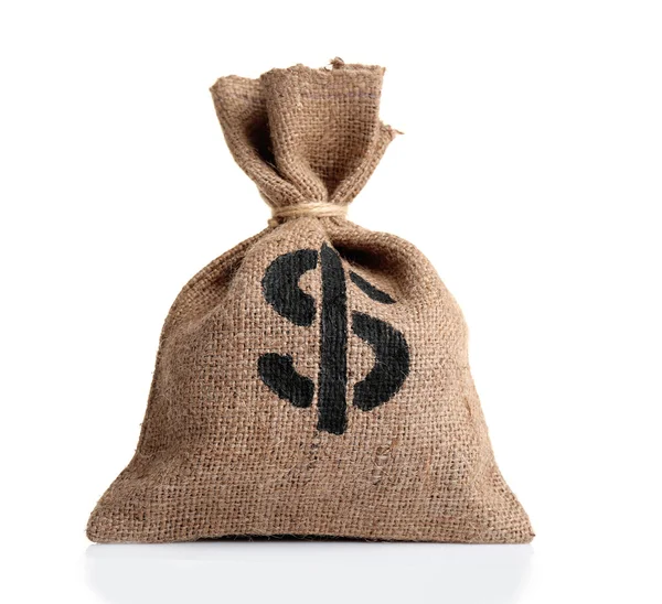 Sack with money isolated — Stock Photo, Image