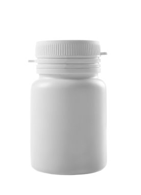 Beyaz plastik ilaç şişesi