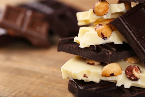 Mix of chocolate with nuts — Stock Photo, Image