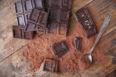 Koyu çikolata ve kakao tozu