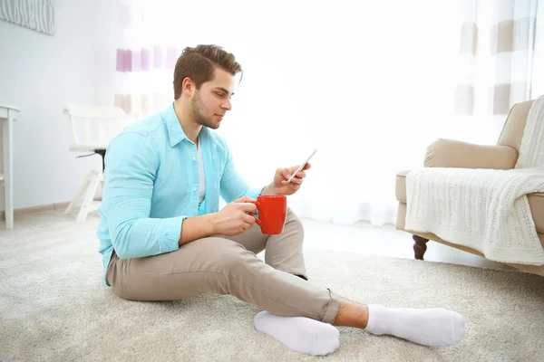 Handsome man in blue shirt — Stock Photo, Image