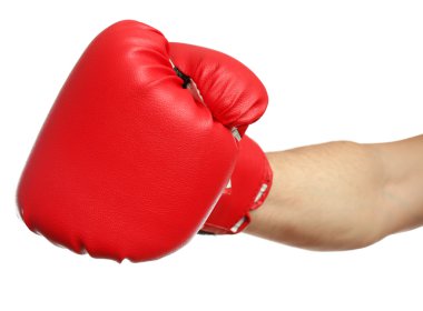 Boks eldiven erkek elinde