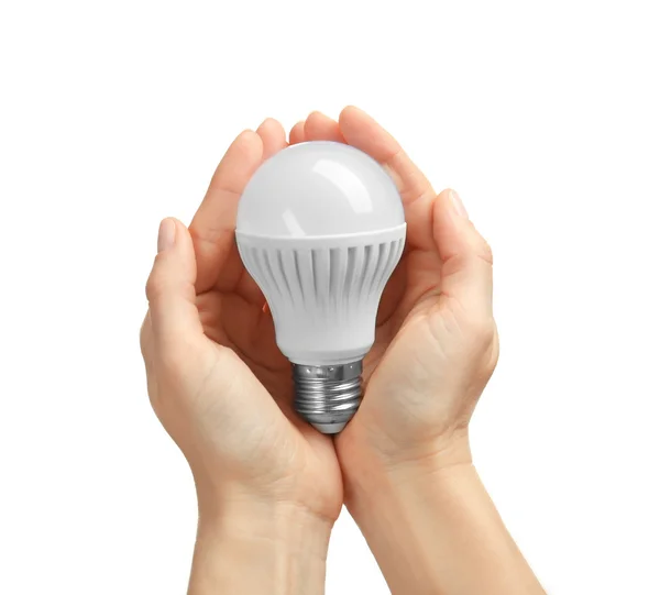 Woman hands holding bulb — Stock Photo, Image