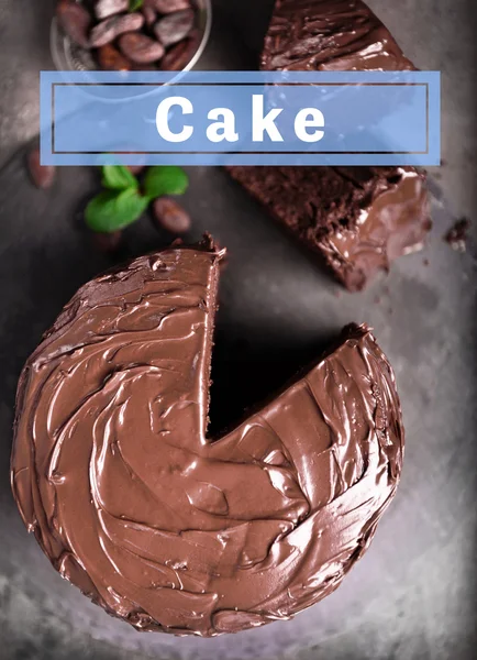 Čokoládový koláč s přísadami — Stock fotografie