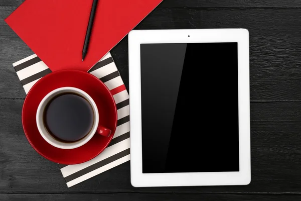 Digital tablet with cup of coffee — Stock Photo, Image