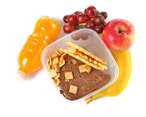 Almoço escolar saudável com sanduíche — Fotografia de Stock