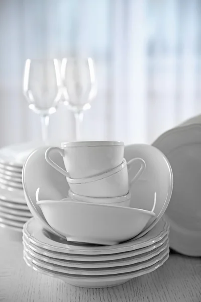 Set de nuevos platos blancos — Foto de Stock