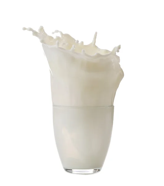 Milk splash in glass — Stock Photo, Image