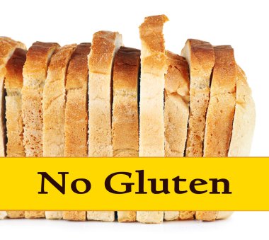 Dilimlenmiş ekmek ve metin Hayır Gluten