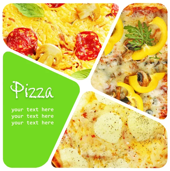 Verschiedene Pizza in Collage — Stockfoto