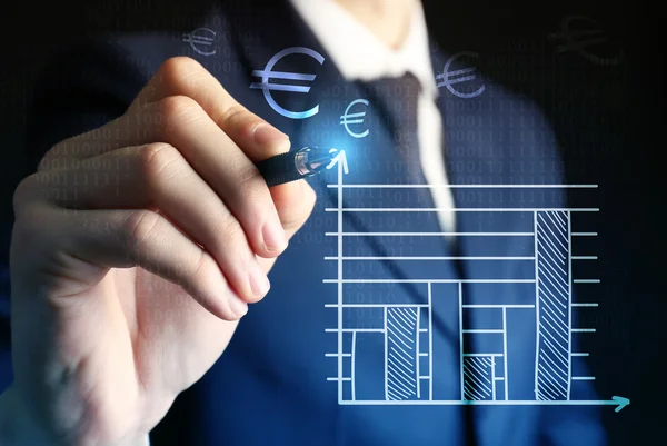 Pénzügyi elemzési diagramokkal — Stock Fotó