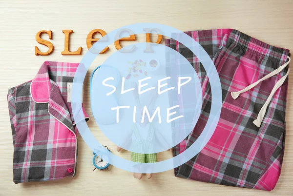 Text Sleep Time and sleeping accessories — Stock Photo, Image