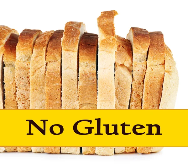Sliced bread and text No Gluten — Stock Photo, Image