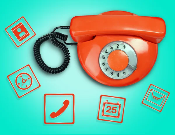 Telefone retro com ícones — Fotografia de Stock